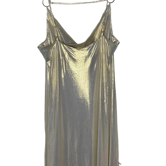 NWT River Island Womens Gold‎ Slip Maxi Dress Sz US 12 Slit Detail Gold Hardware - Picture 9 of 14